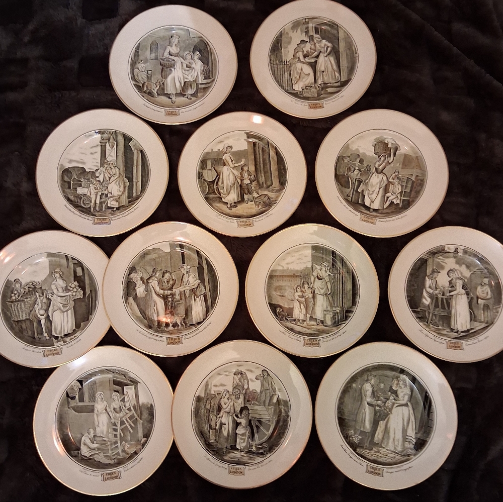 Cries Of London Adams Plates Set Of 12.  Buy these relics & USE THEM??